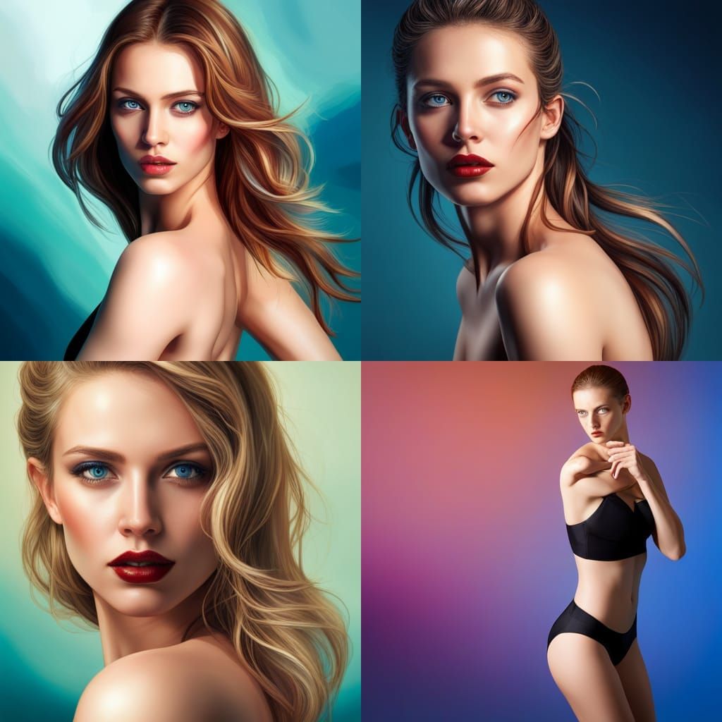 Swim suit model with blue eyes