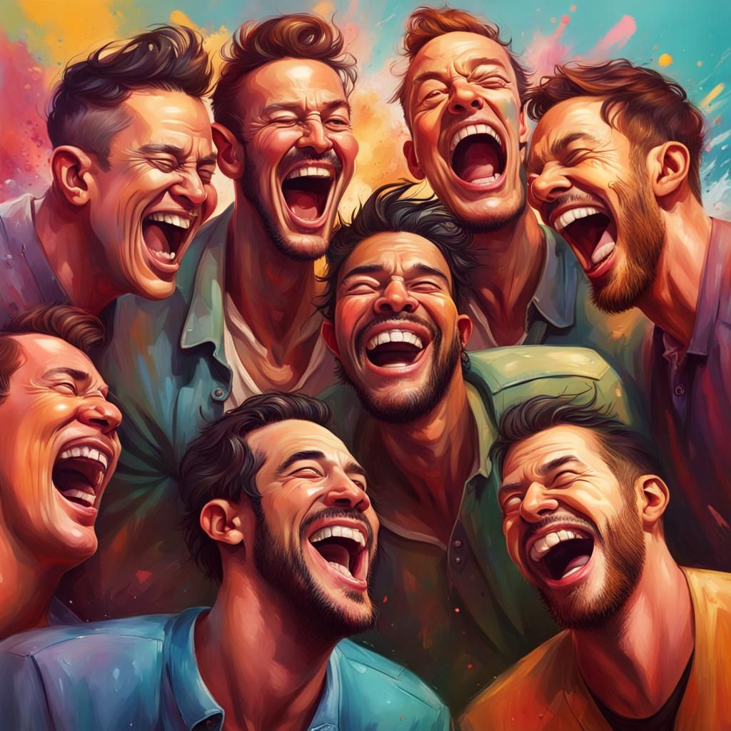 A group of men laughing