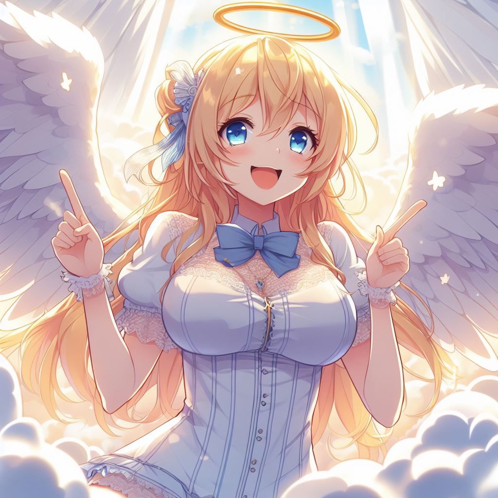Happy Angel in the clouds