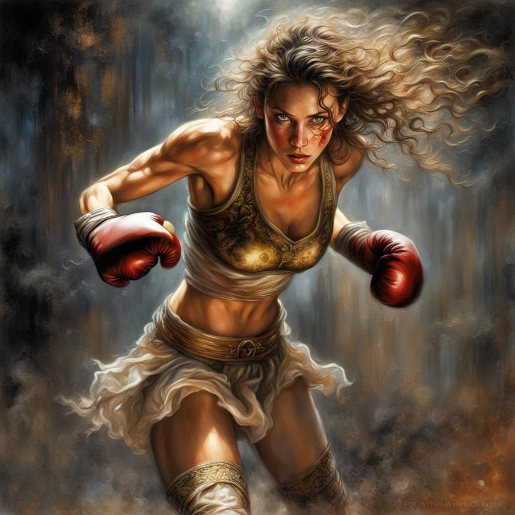 Jumping French boxing fighter