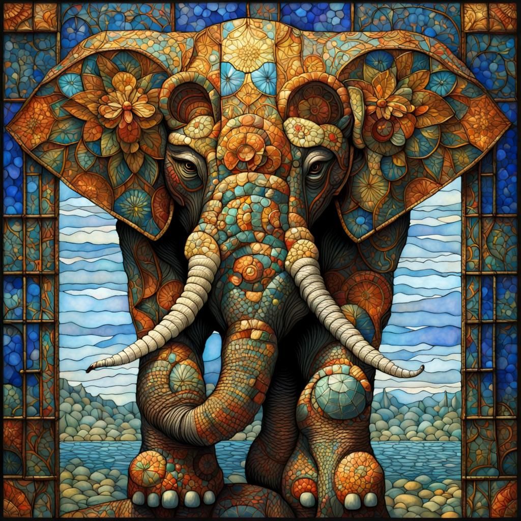 Stained glass elephant  by @Locutus