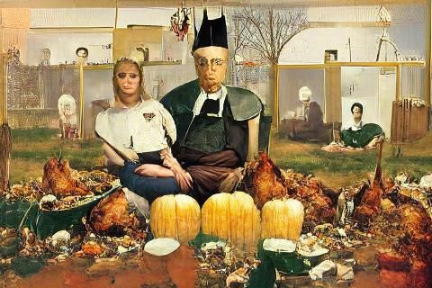 Norman Rockwell Thanksgiving portrait. American Gothic.