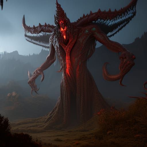 An Eldritch demon in Lovecraftian style