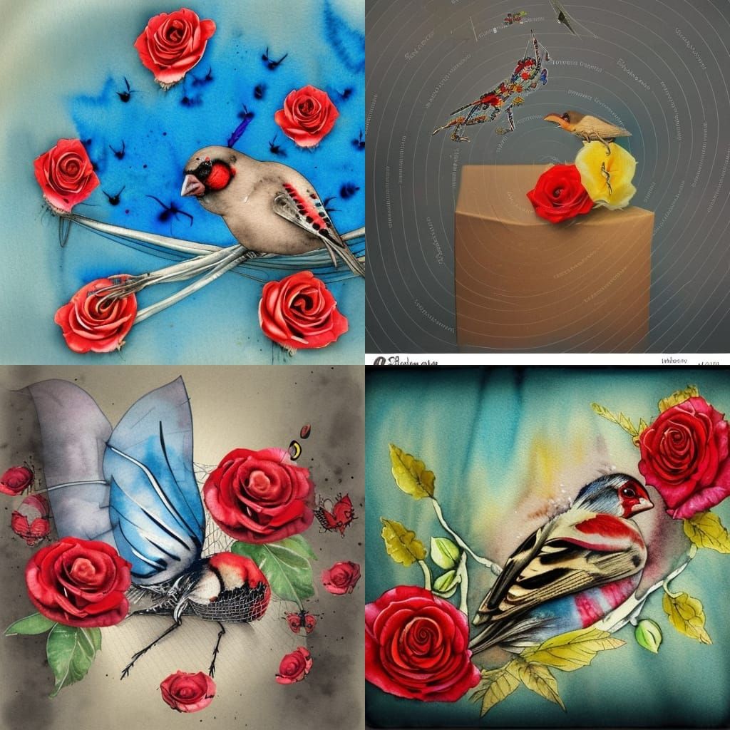 dead bird finch in a box azure silk petals old vintage yello...