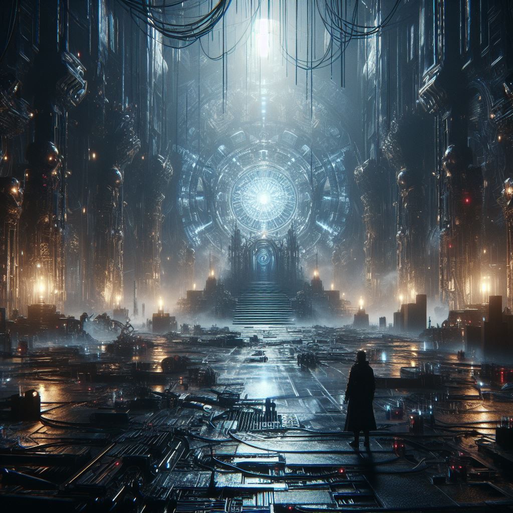 Temple in the cyberpunk world