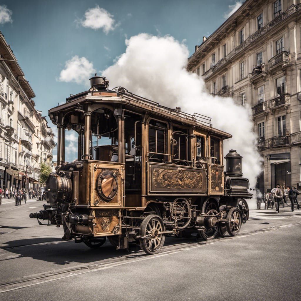 steam tramway in the streets of Grenoble