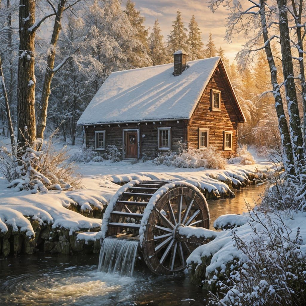 Water wheel still turning despite the snow  by @ais