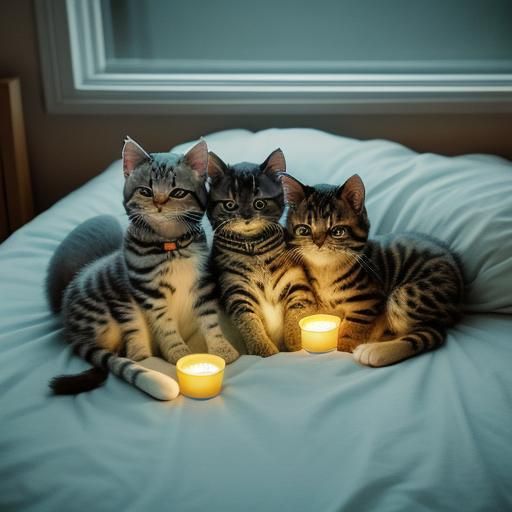 kittens laying in bed