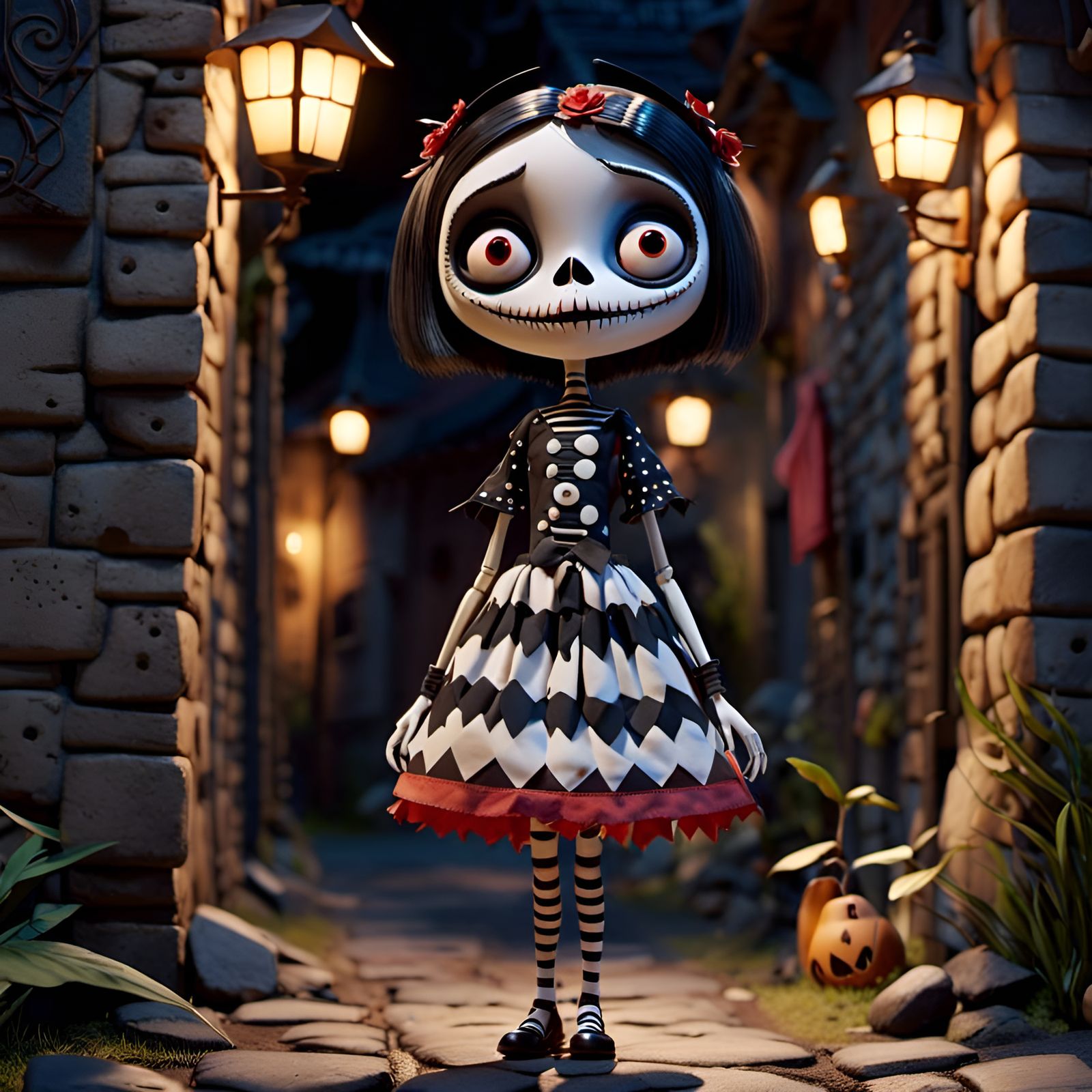  <lora:Dollify:1.0>dressed as Jack Skellington