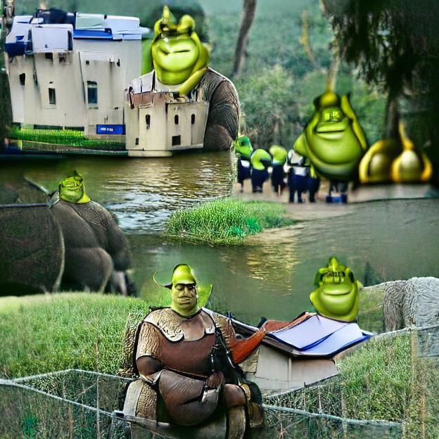 Shrek guards his swamp diligently