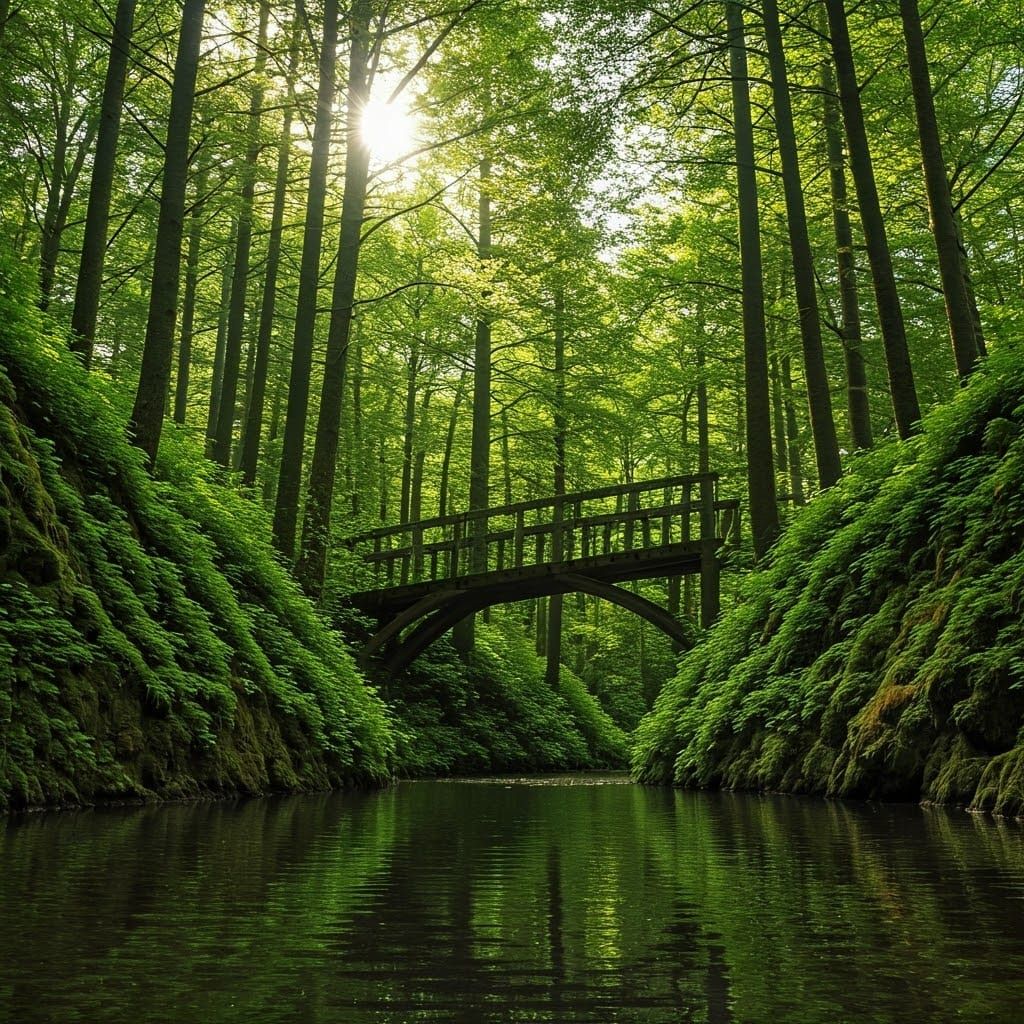 Panda in a Boat on a Tranquil River with a Waterfall