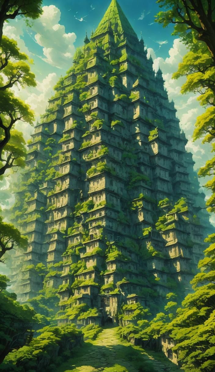 <lora:Animation:1.0> anime nature wallpaper in 4K quality, in the style of digital illustration inspired by Satoshi Ko, An incredible Mayan...