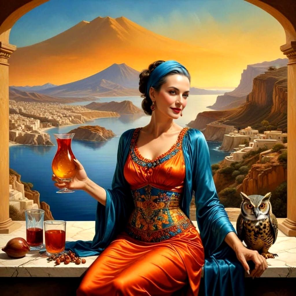 Ethereal Surrealist Goddess in Vibrant Fantasy Landscape