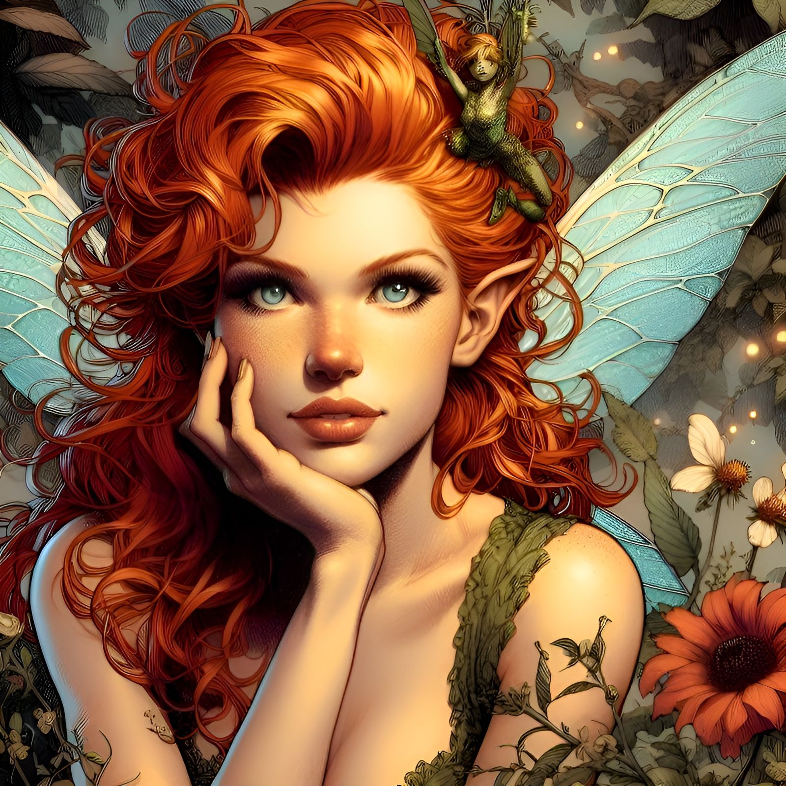 Just a Redhead Fairy With A Green Goblin In Her Hair