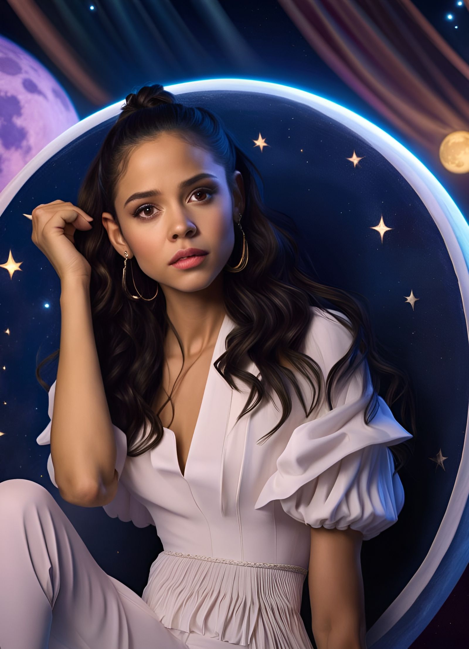 portrait of beautiful Jenna Ortega - AI Generated Artwork - NightCafe