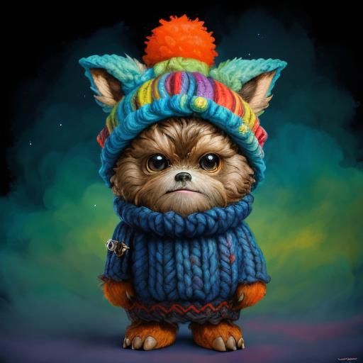 Cute and fluffy tiny baby Ewok wearing a colorful hat by Andy Kehoe and ...