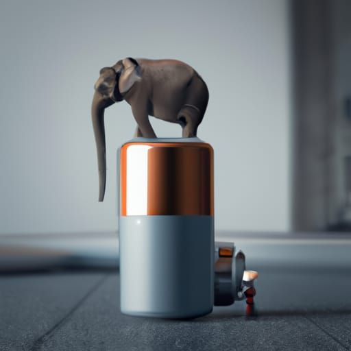 The worlds smallest elephant standing on an AAA battery, dig...