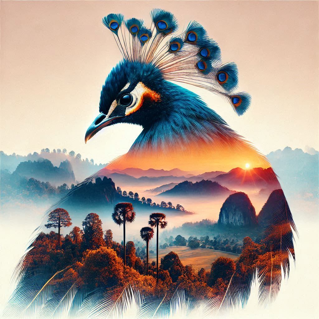 double exposure beautiful fantasy DALL-E 3 portrait landscape..