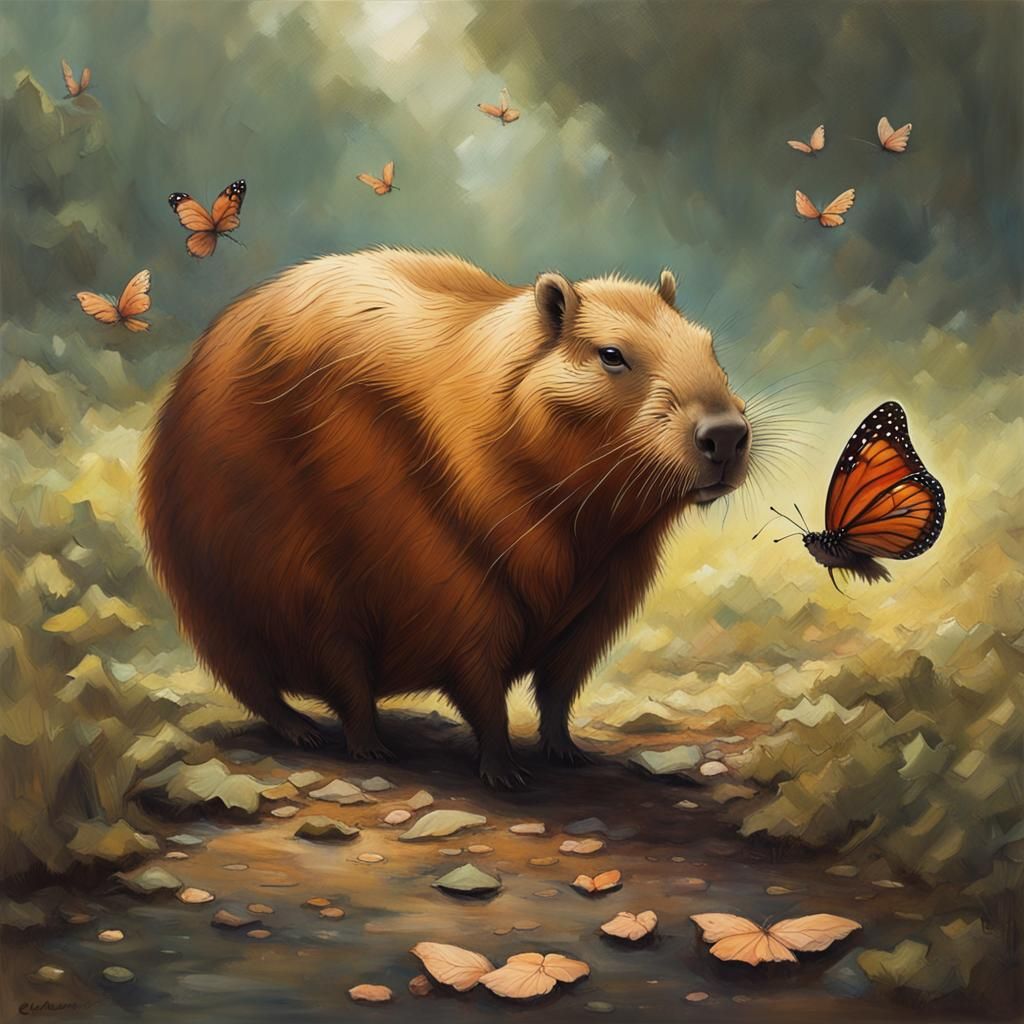 Capybara's Sinister Snack: A Greg Rutkowski-esque Scene