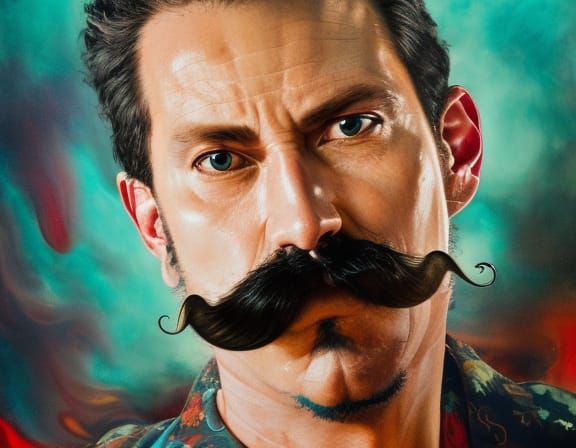 Man with a handlebar mustache  by @possom2009