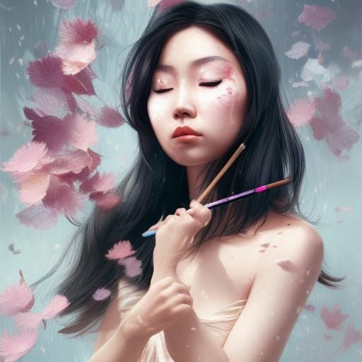 asian girl, me, digital 2d, 2019 : r/Art