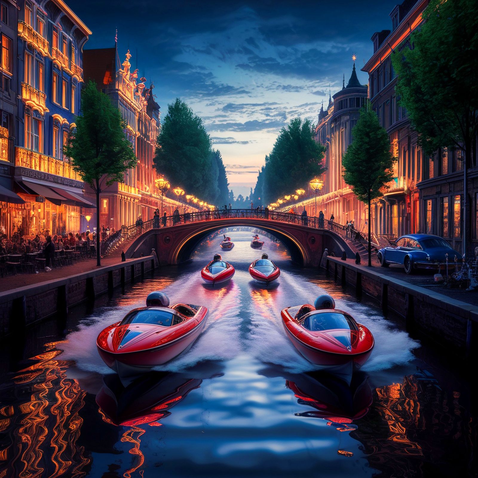 SPEED BOAT RACE ON THE CANAL.