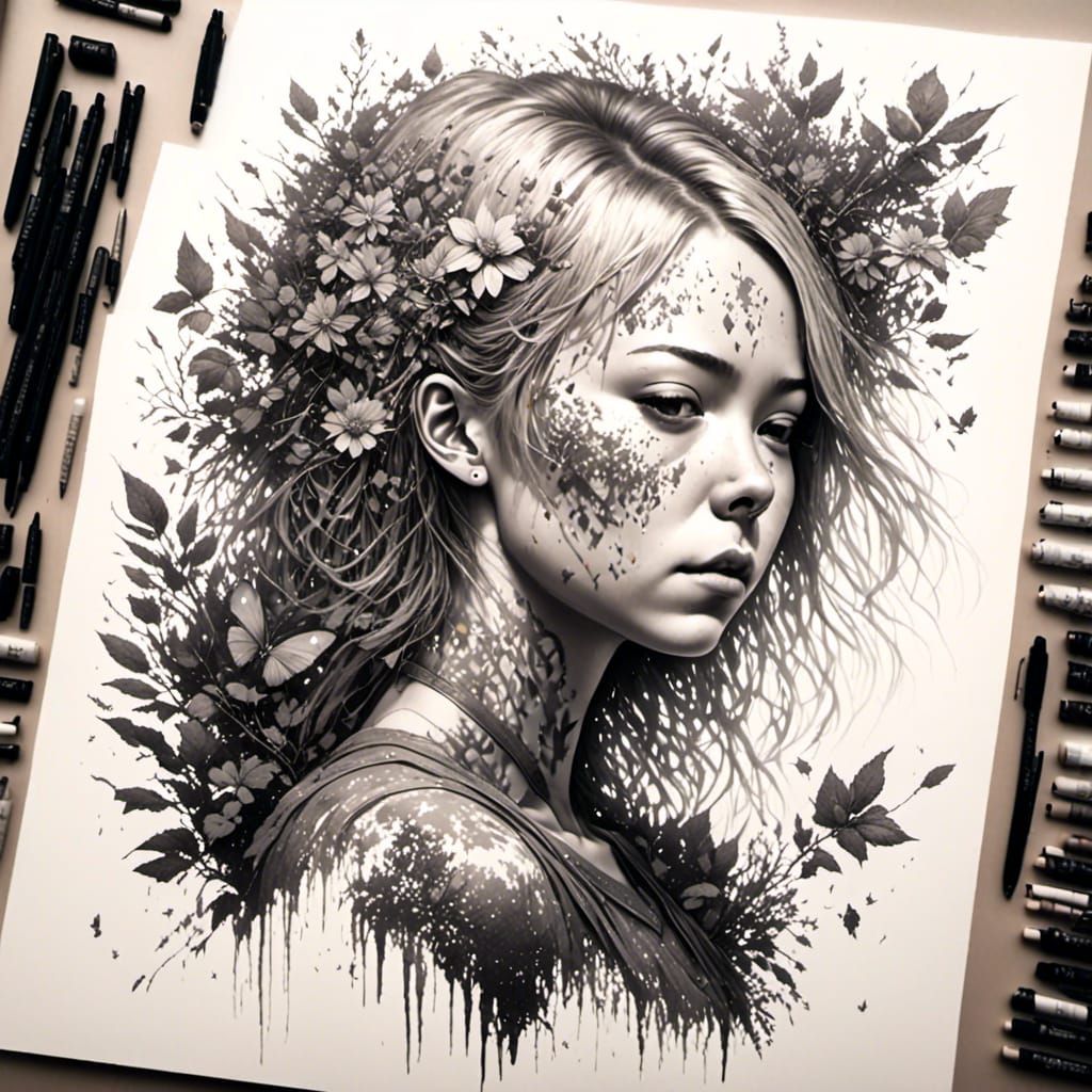 in style of <lora:GraphiteMix:1.0>, double exposure, double exposure splash art and pen, layered exposure, double exposure, layered double e...