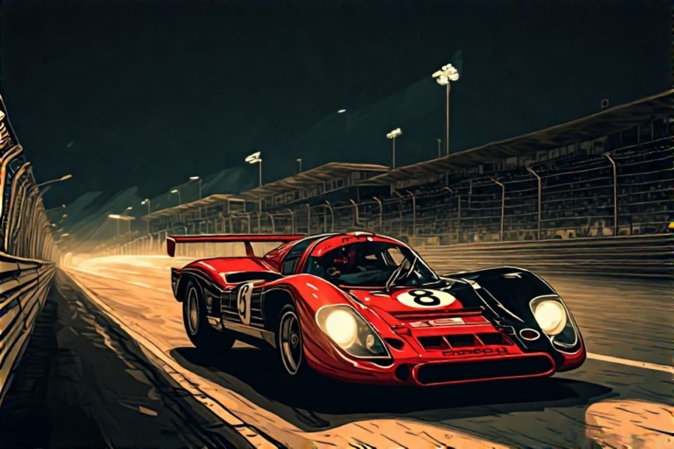 Le Mans, Midnight, leaving the Pit Straight