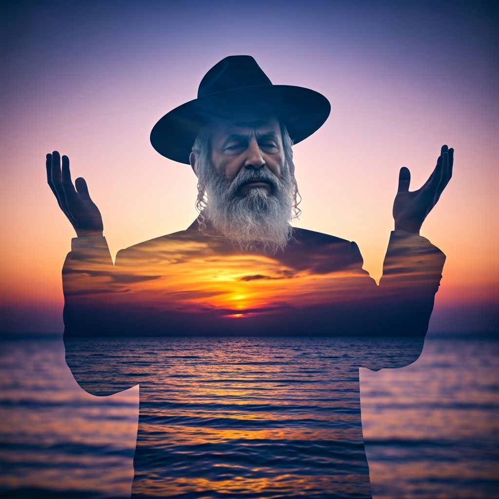 Jewish Man Praying at Sunset: Matte Painting Style