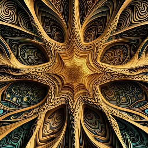 The 6 dimensional beast abstract vector fractal, wave function, Zentangle, 3d shading  by @Silken