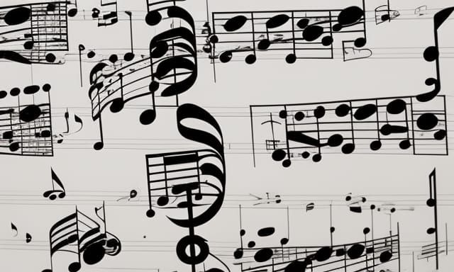a black and white photo of musical notes, music notes, sheet...