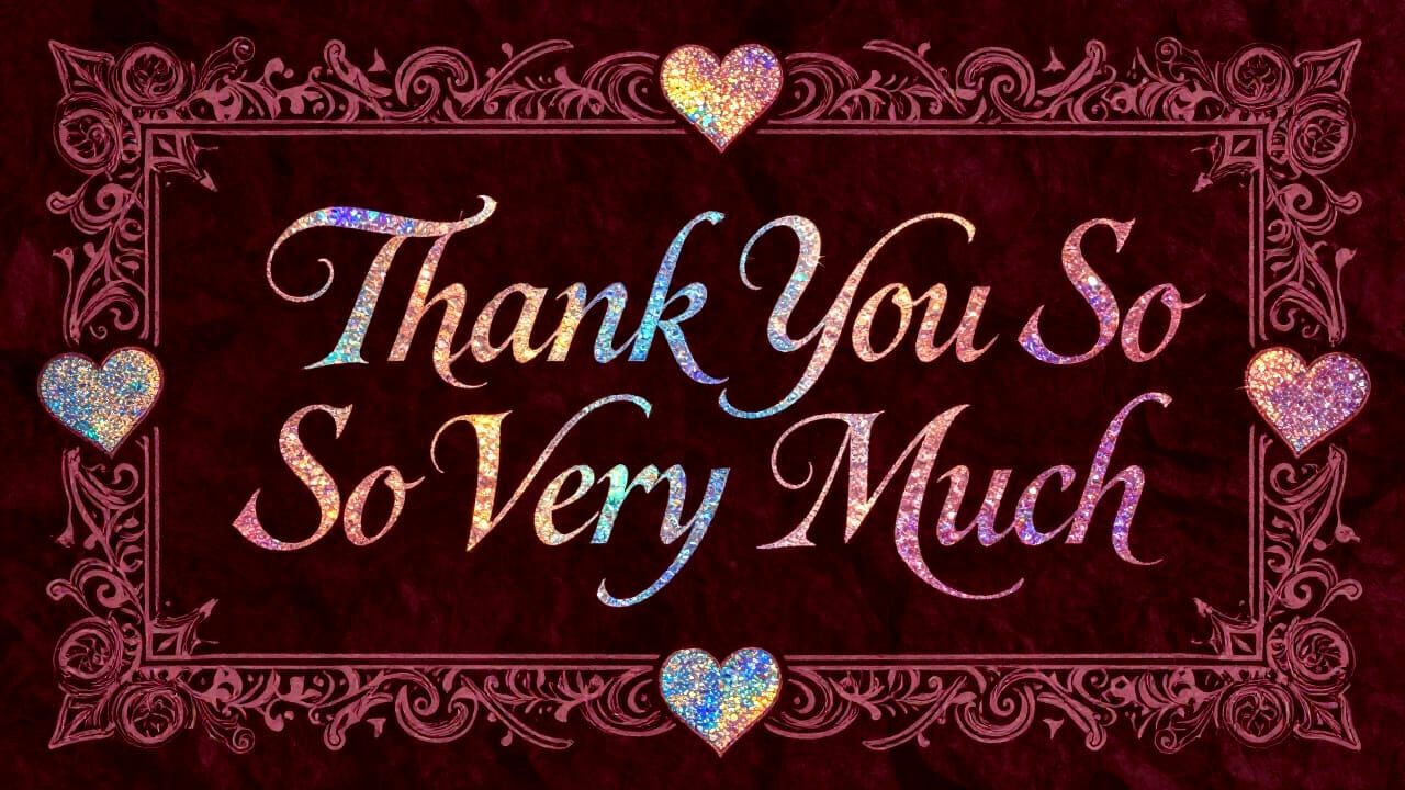 Holographic "Thank You" Calligraphy with Illuminated Borders