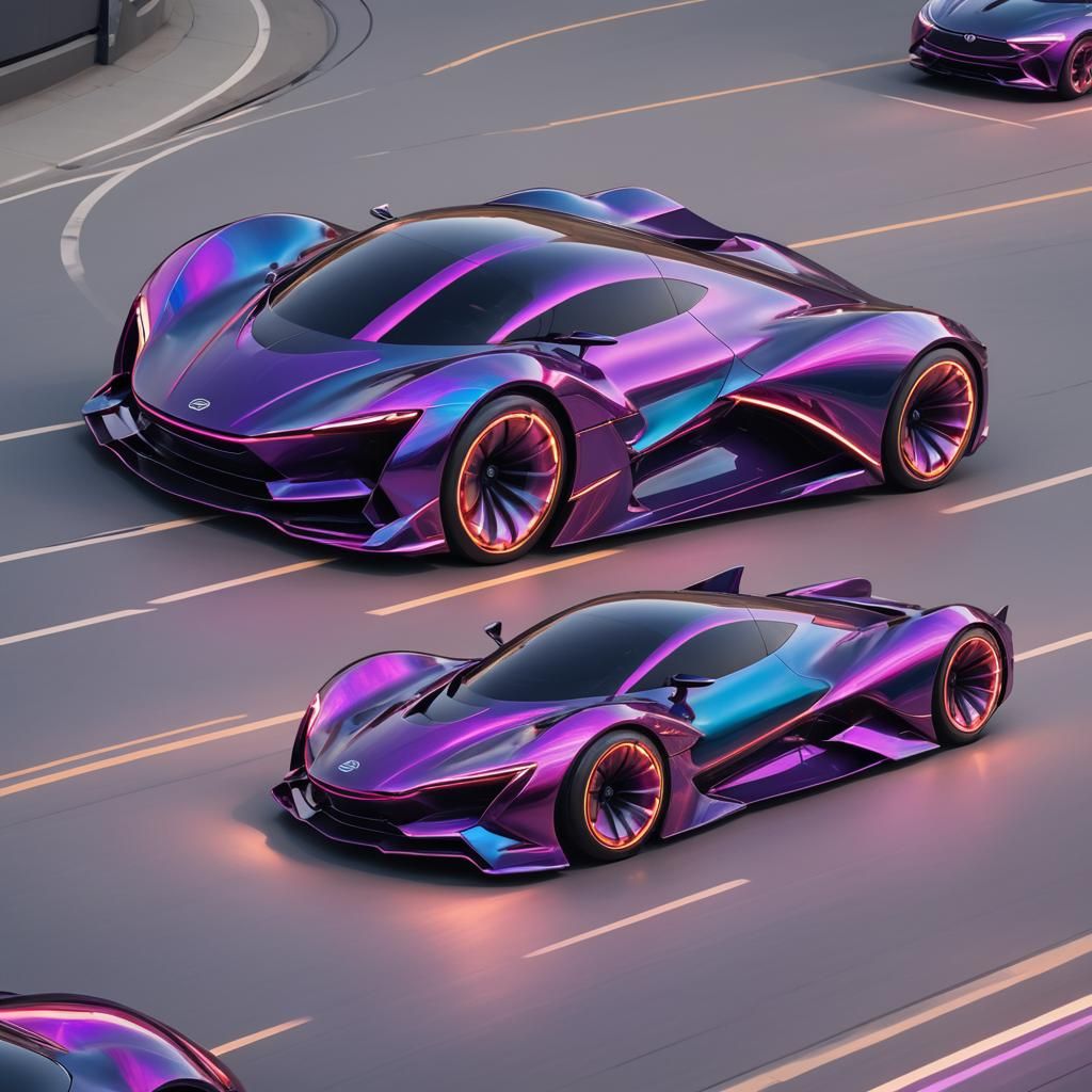 Futuristic Vehicle with Color-Shifting Body, 3D Render