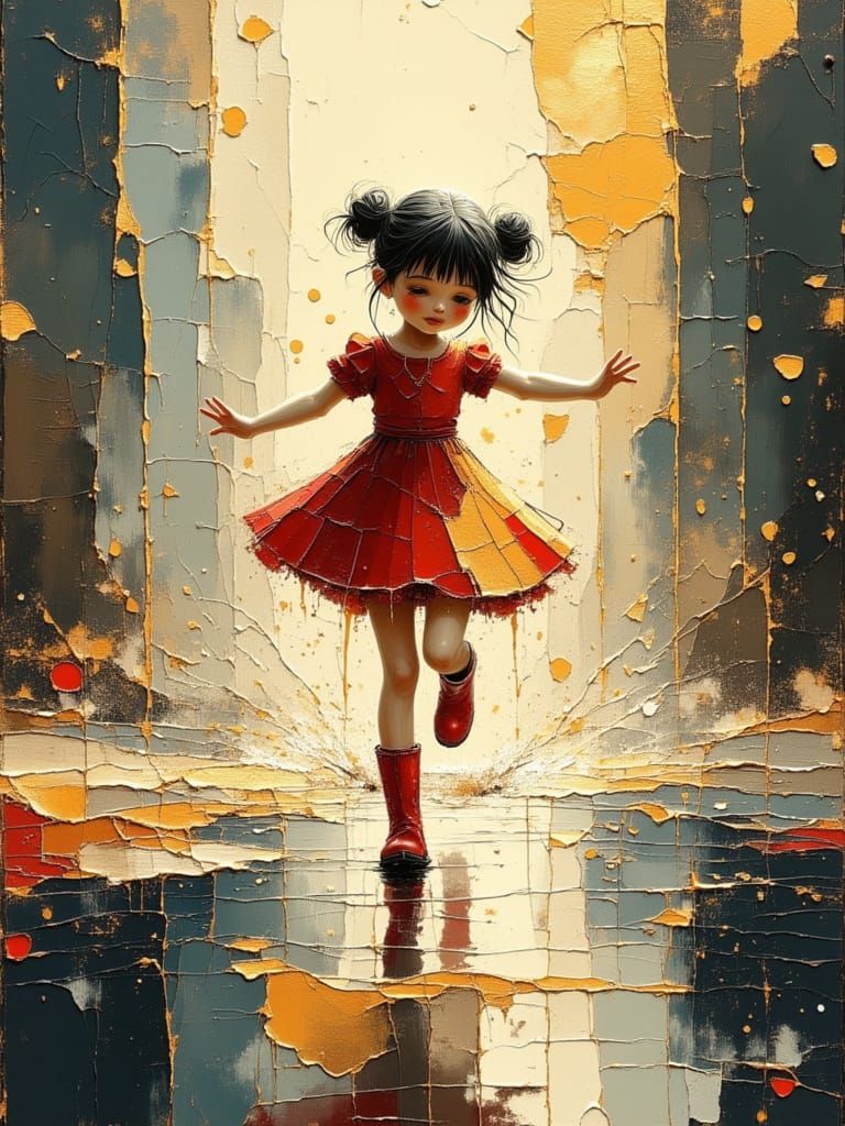 Child dancing through puddles in a different world

 - Start Image 2