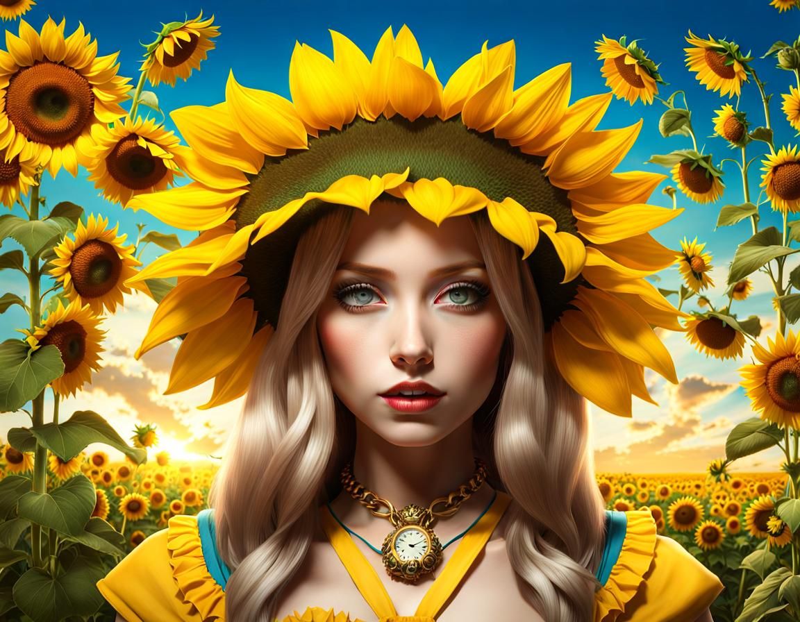 Alice in.... sunflowerland 🌻💛 - AI Generated Artwork - NightCafe Creator