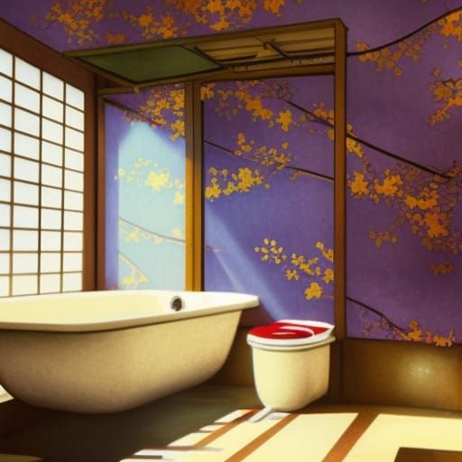 Spacious bathroom with bathroom in Japan AI Generated Artwork