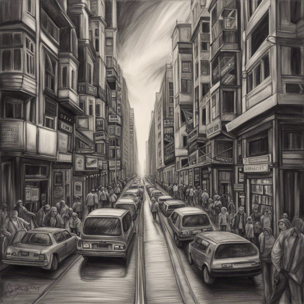charcoal street AI Generated Artwork NightCafe Creator