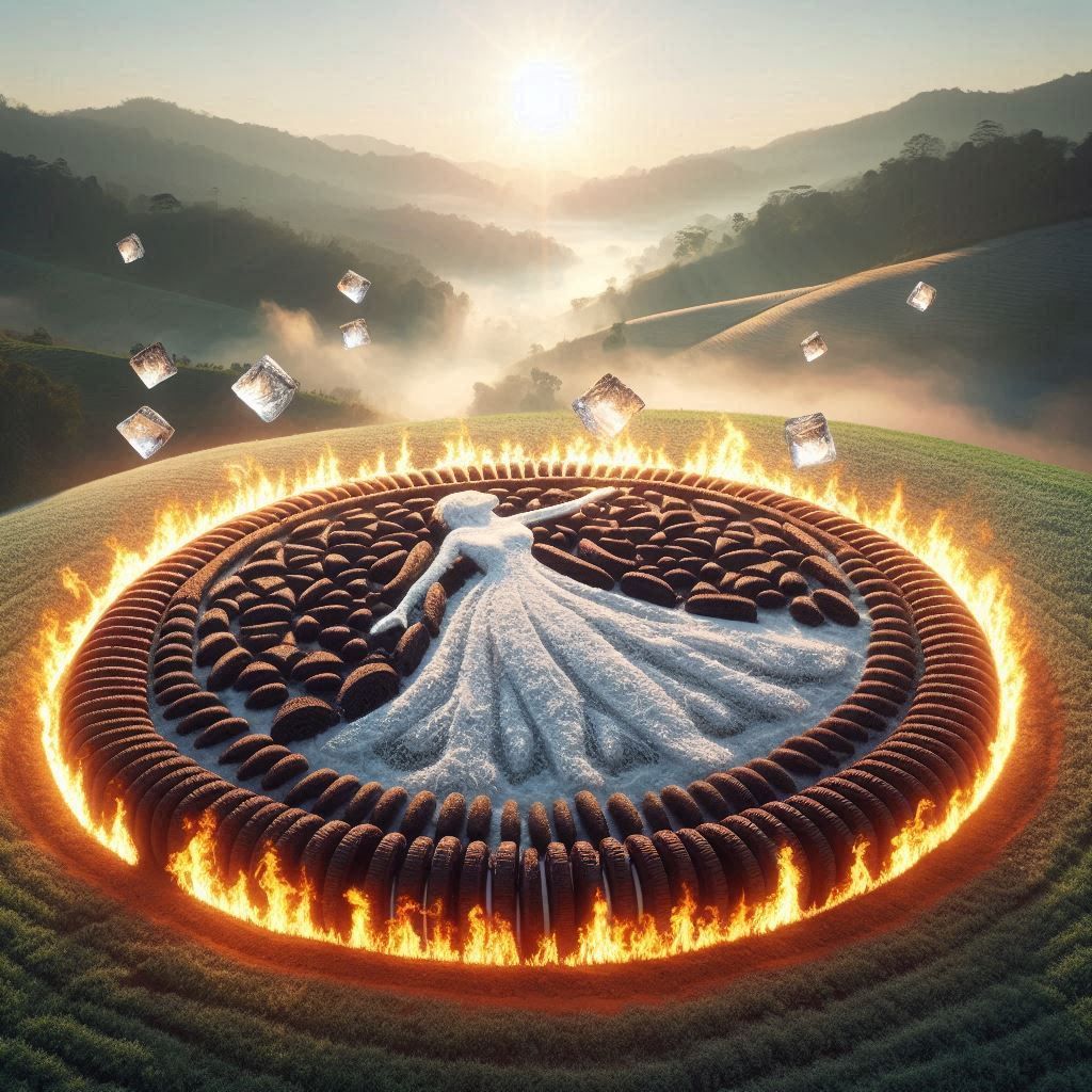 Burning oreo crop circle