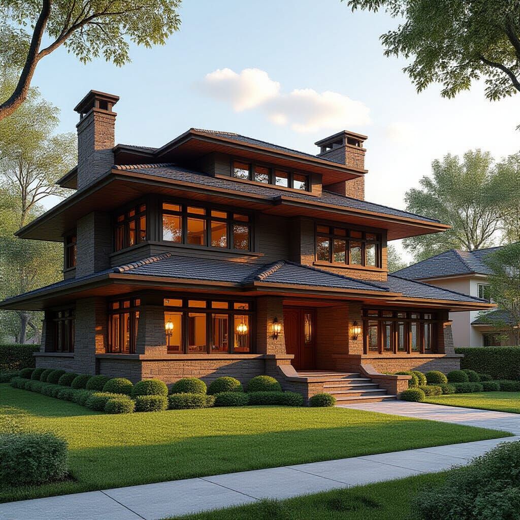 Gigantic Suburban House in Photorealistic Style