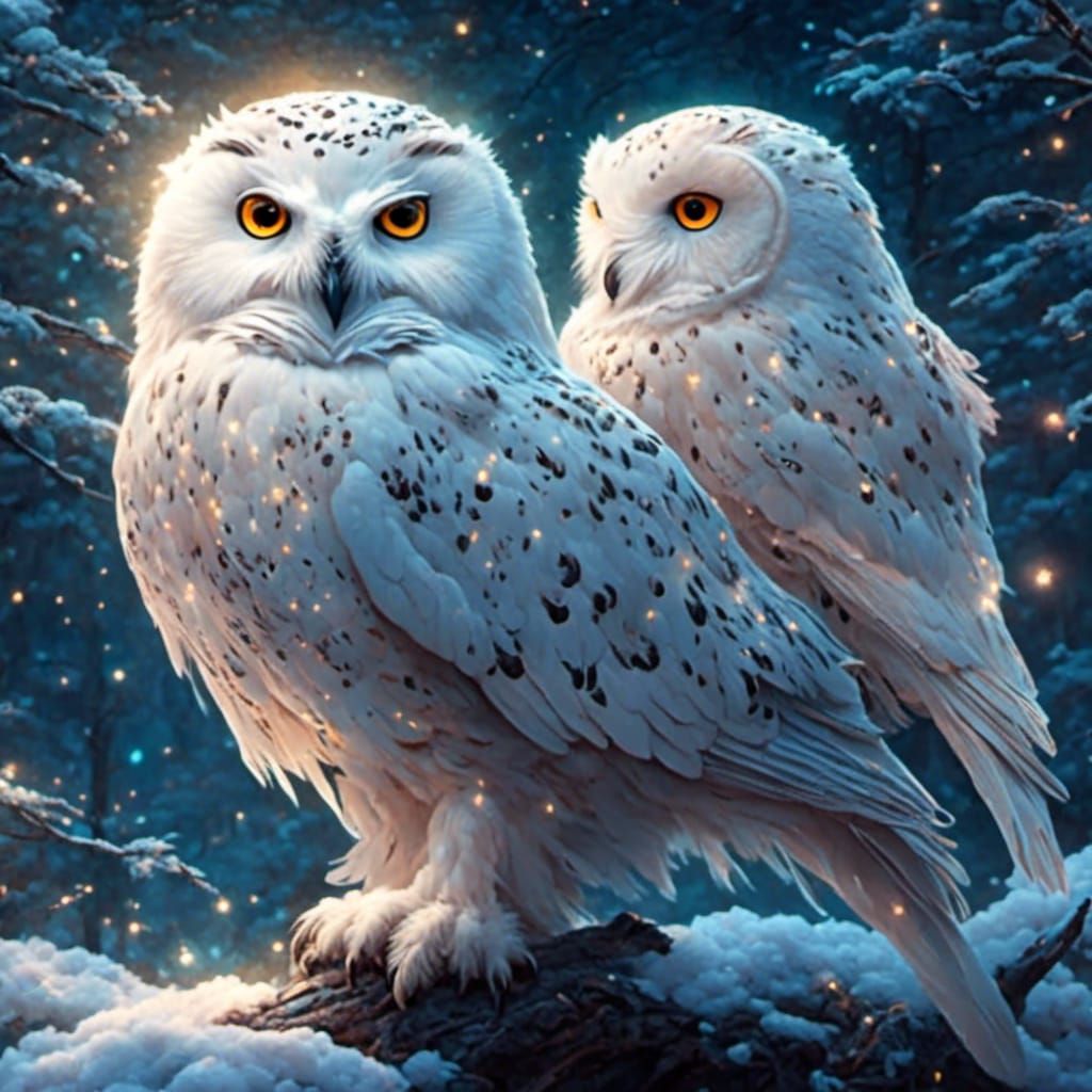 <lora:Coherent:1.0> <lora:Dreamy Darkness V1:1.0>a snowy owl on a moonlit night  by @Dantonio