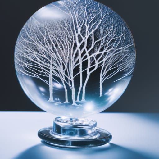 Crystal trees scene in a crystal ball