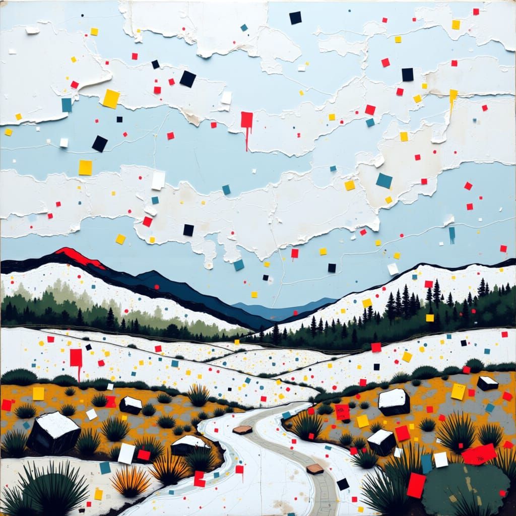 Snowy mountain landscape <lora:Abstract Landspace:1.0>