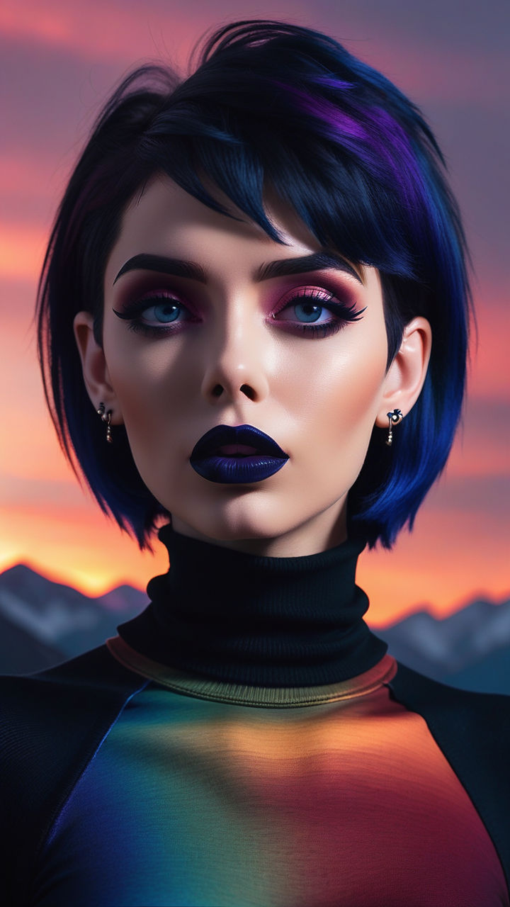 Gothic Attractive short hair model