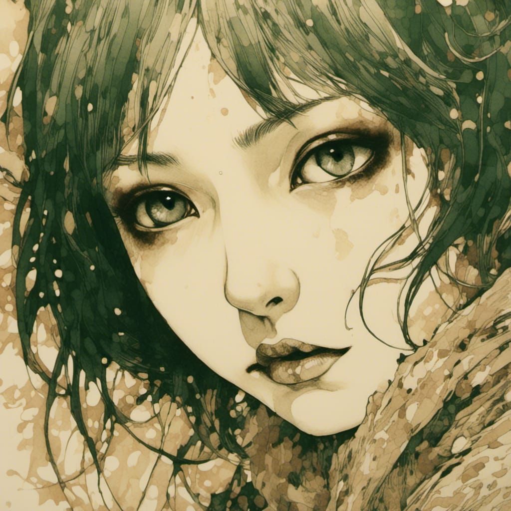 Elegant Sepia Portrait in Japanese Style
