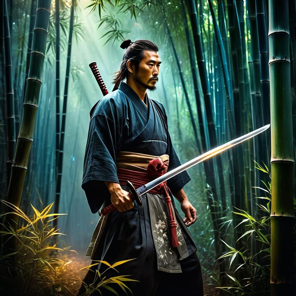 Lone Samurai in Bamboo Forest #2