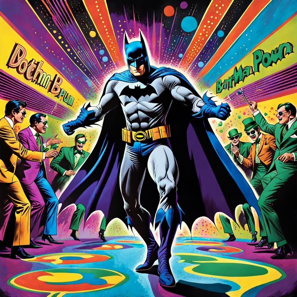 psychedelic 1966 Batman going insane on the dance floor and fighting ...