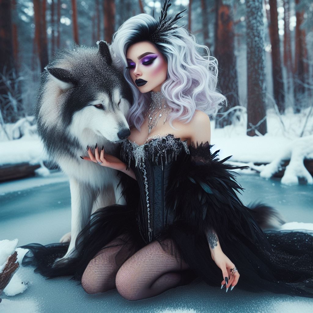 Goth Queen and her Wolf