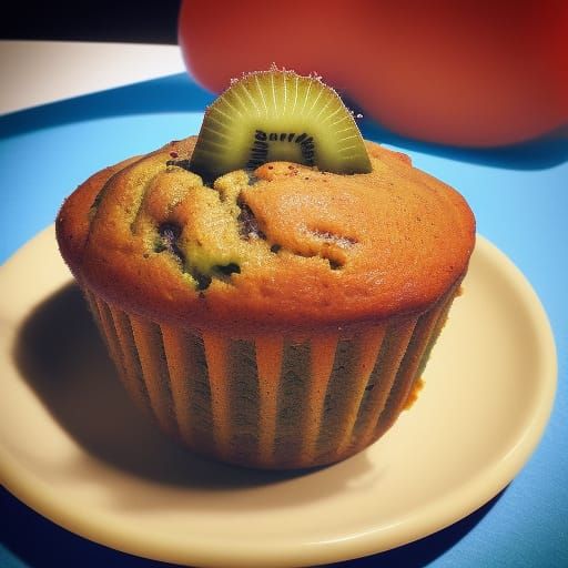 A banana and kiwi muffin
