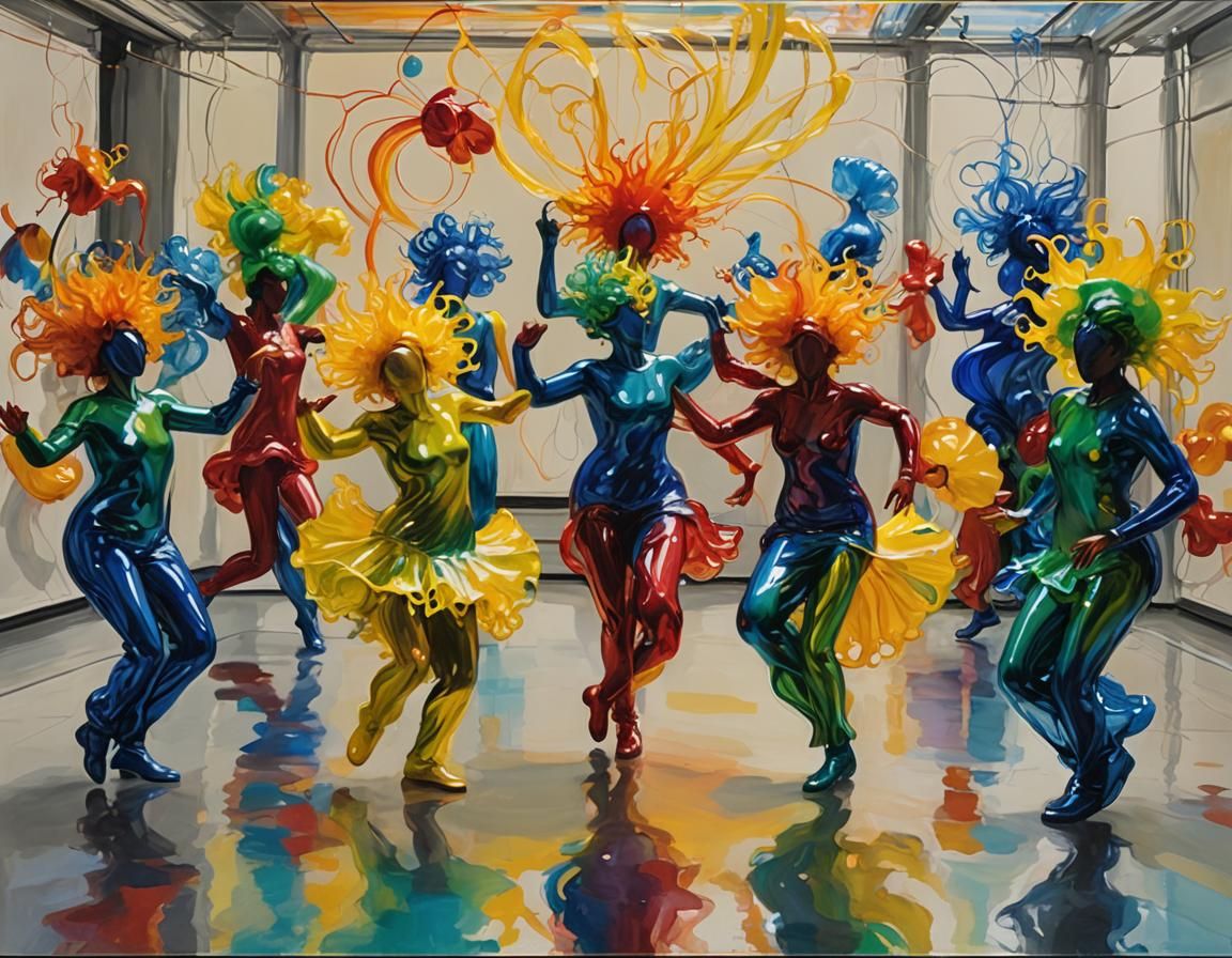 The Dance Class in the style of Dale Chihuly  by @vintagepix