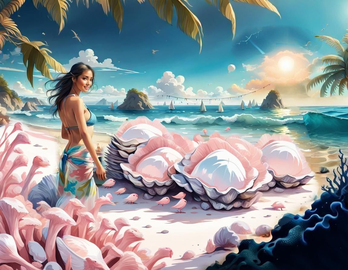 Girl and oysters